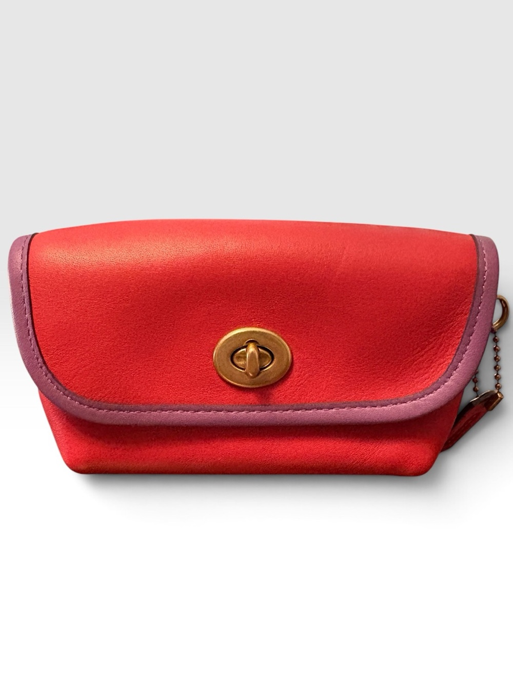 Coach Turnlock Flare Belt Bag Style 316 Red & Lilac Colorblock Leather Crossbody - Picture 3 of 14